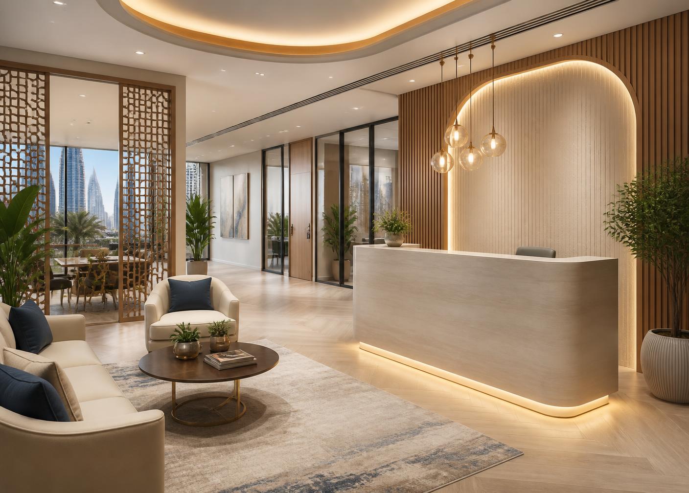 Reception area of the Stanford Global Education office in Dubai