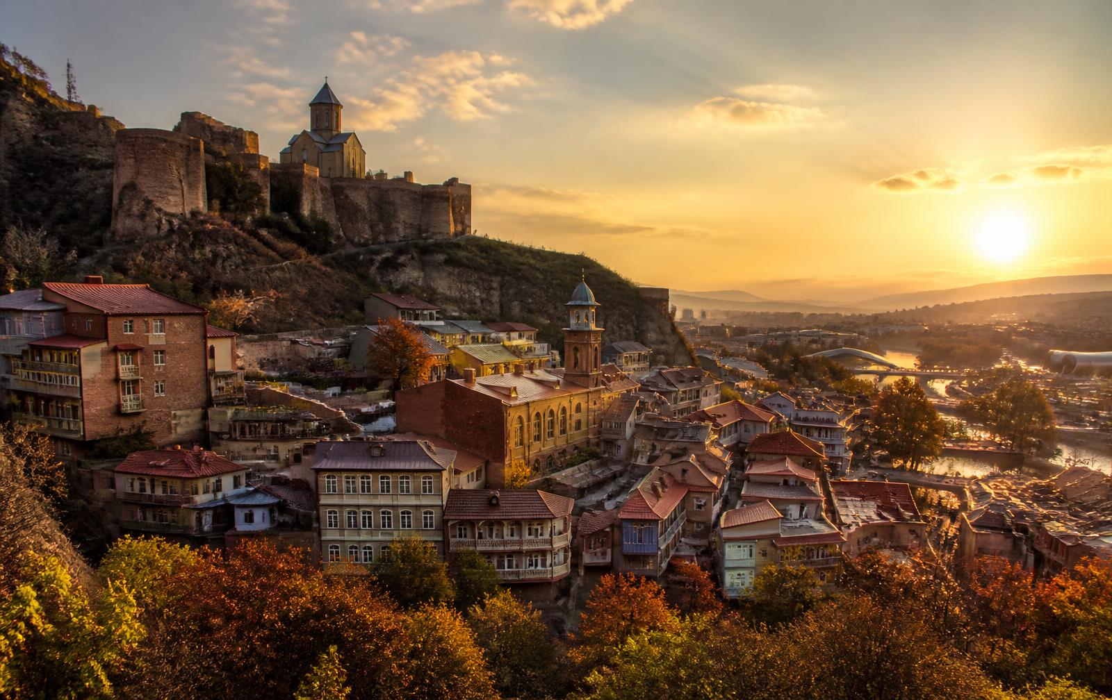 Tbilisi old town at sunset representing Georgian medical universities